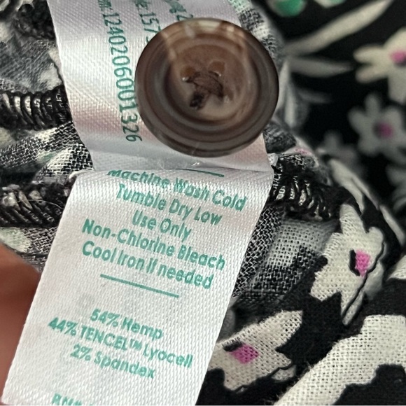 Marine Layer Camila Mini Dress Small black floral hemp casual pockets A-line - Picture 9 of 9